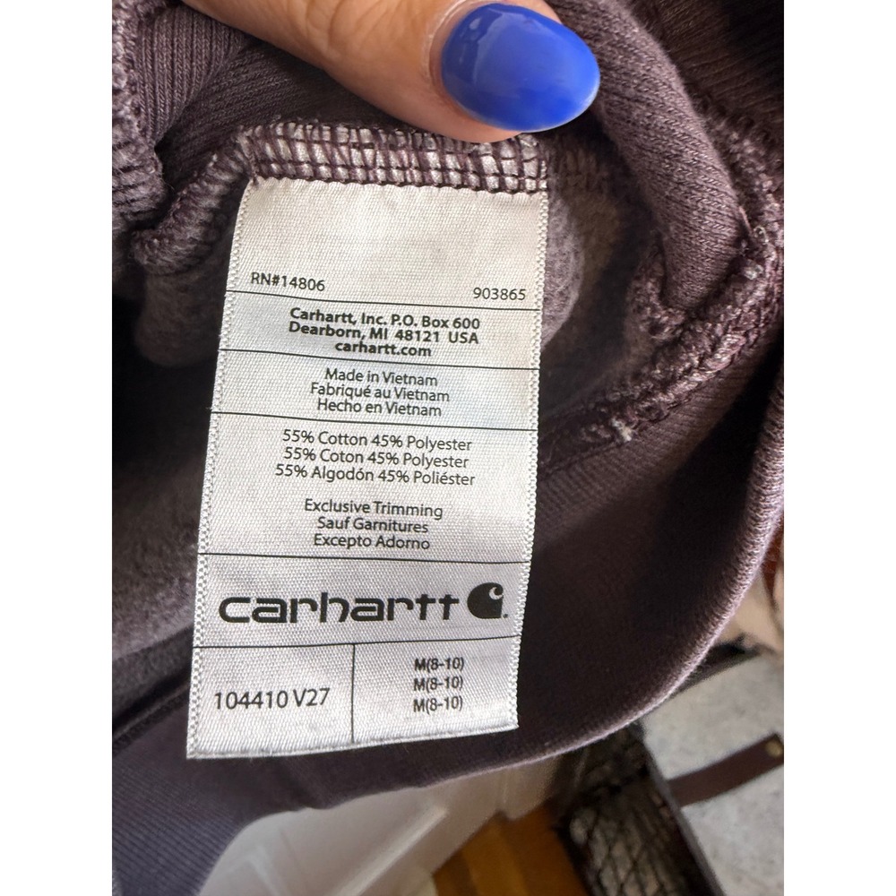 Carhartt Womens Relaxed Fit Graphic Logo Sleeve Sweatshirt Purple M - Picture 6 of 6